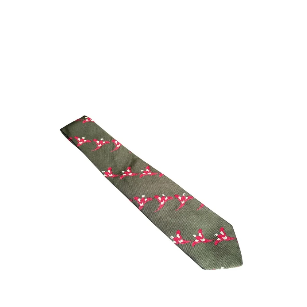 Carl Sterr Silk Tie Parrot Bird Green‎ Red Handmade Vintage Necktie Hunting 54x3